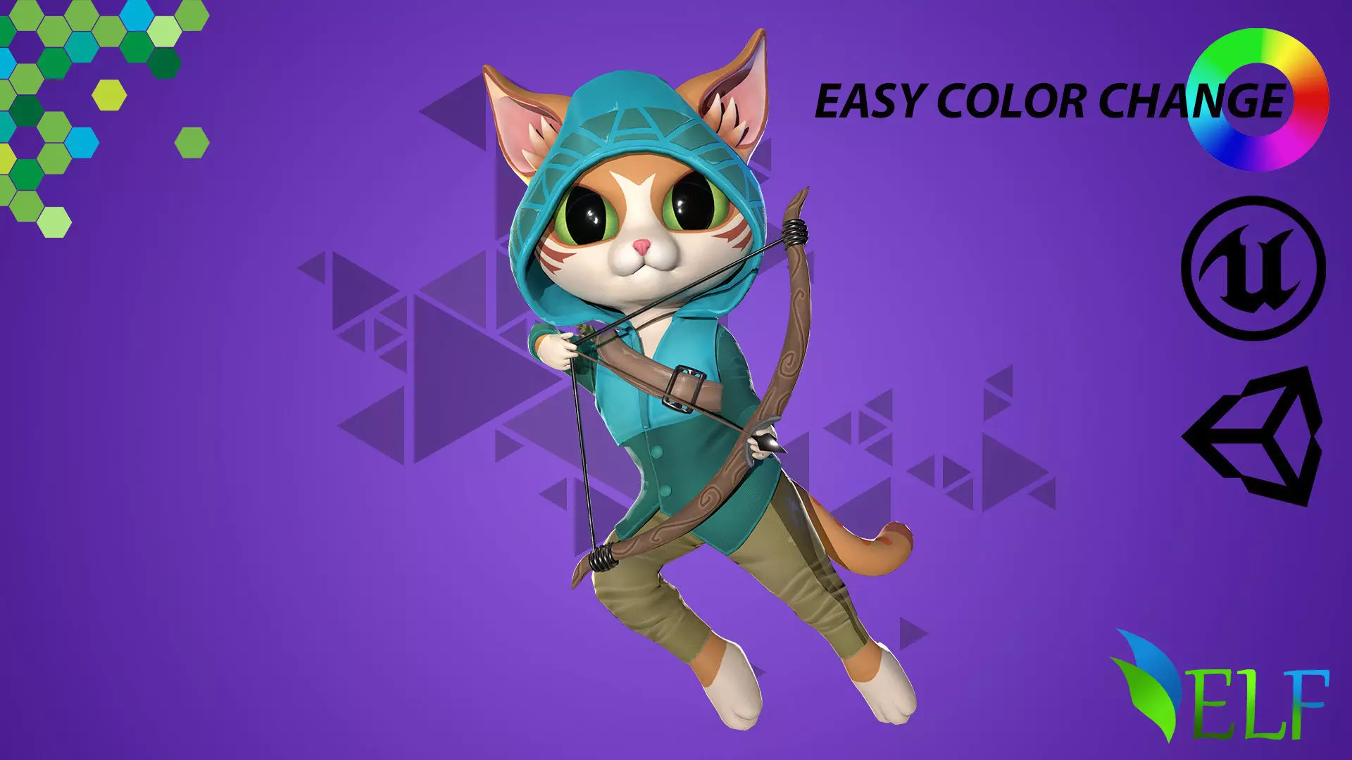 Cat Archer 002 Low-poly 3D model_0