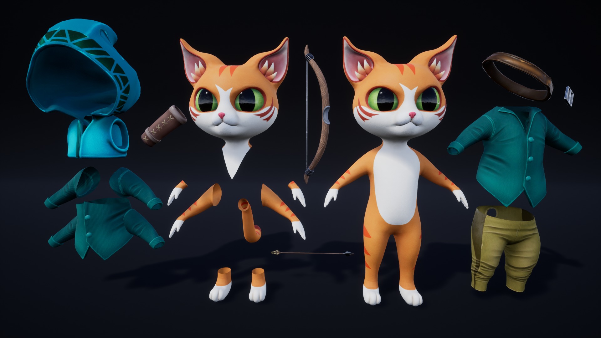 Cat Archer 002 Low-poly 3D model_14