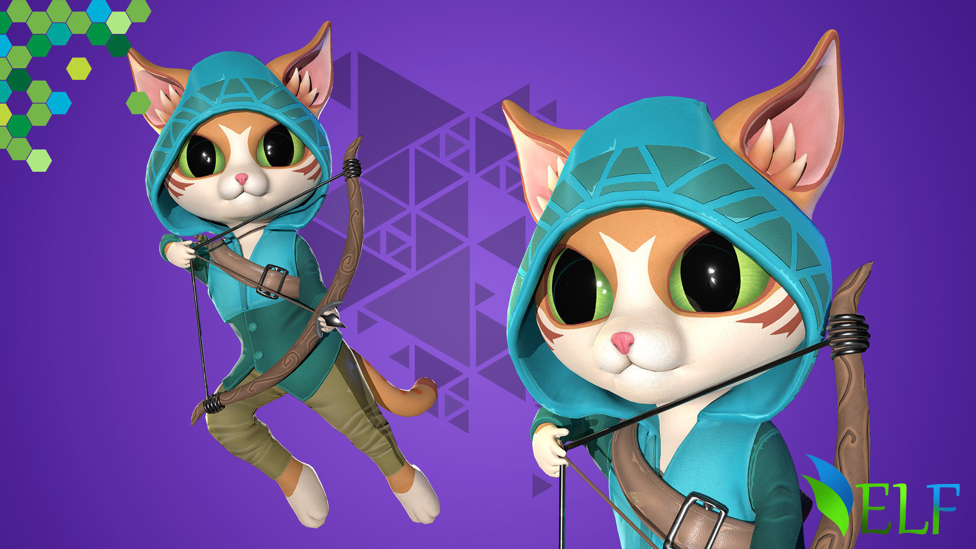 Cat Archer 002 Low-poly 3D model_10