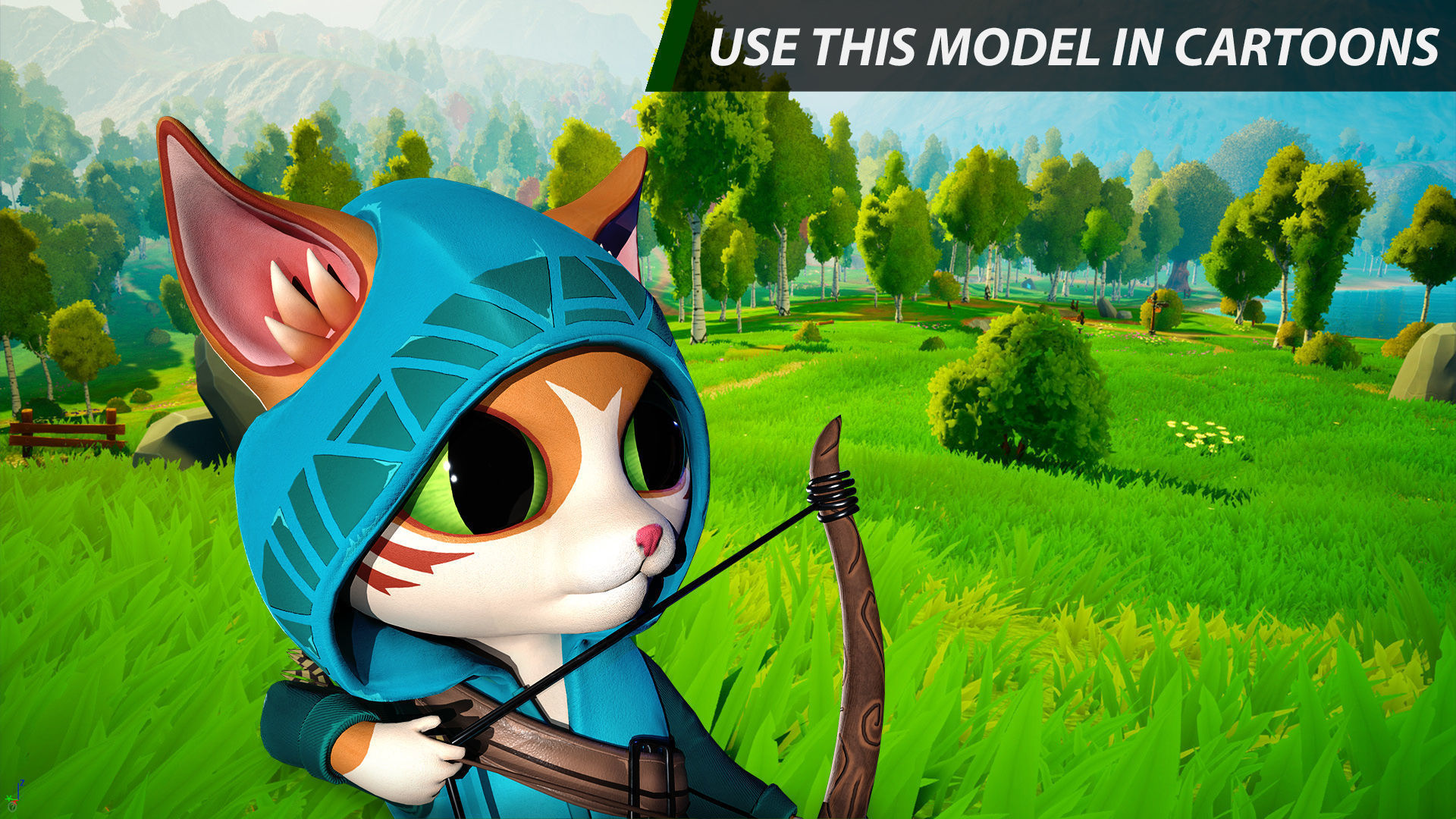 Cat Archer 002 Low-poly 3D model_9
