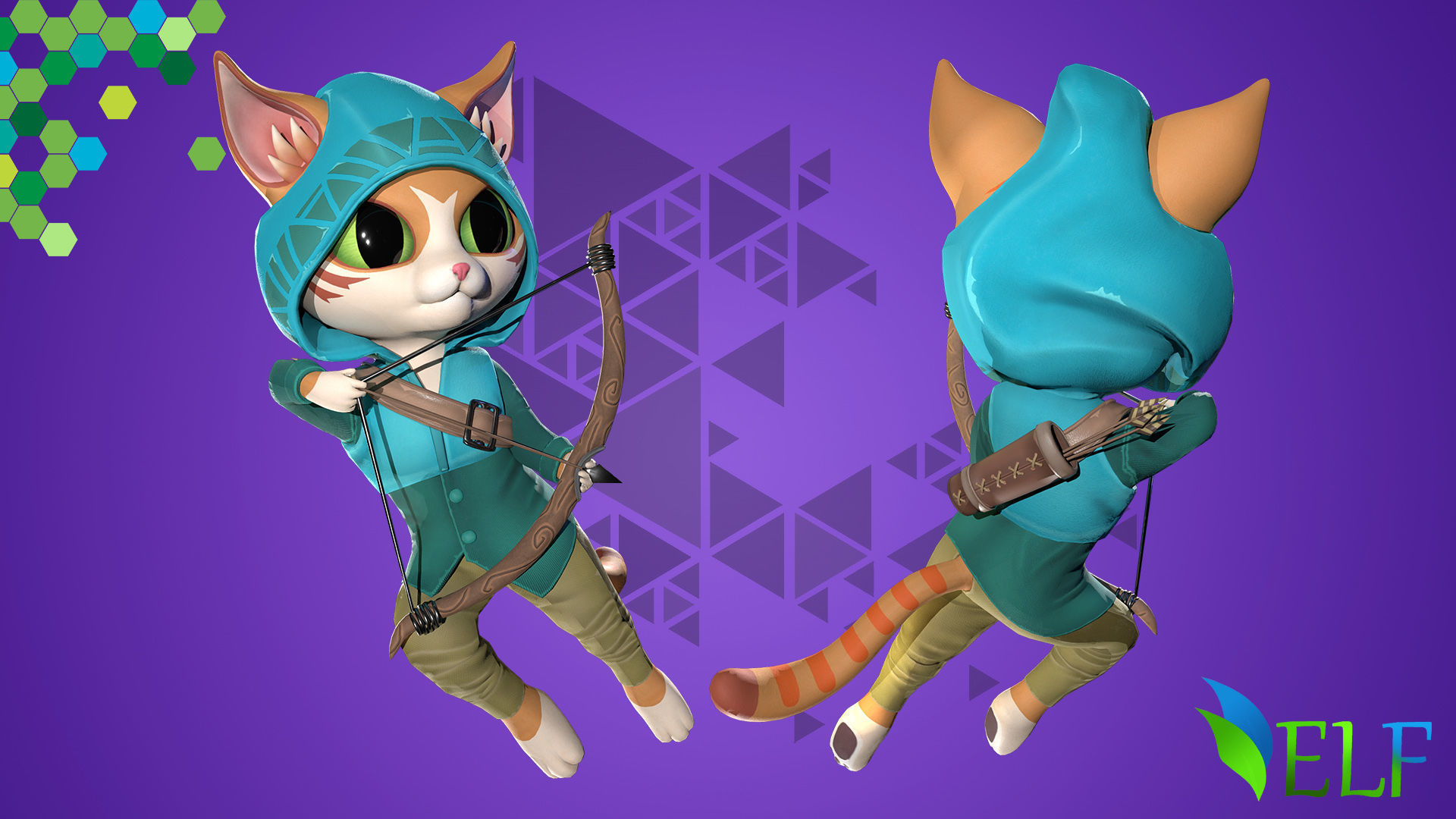Cat Archer 002 Low-poly 3D model_6