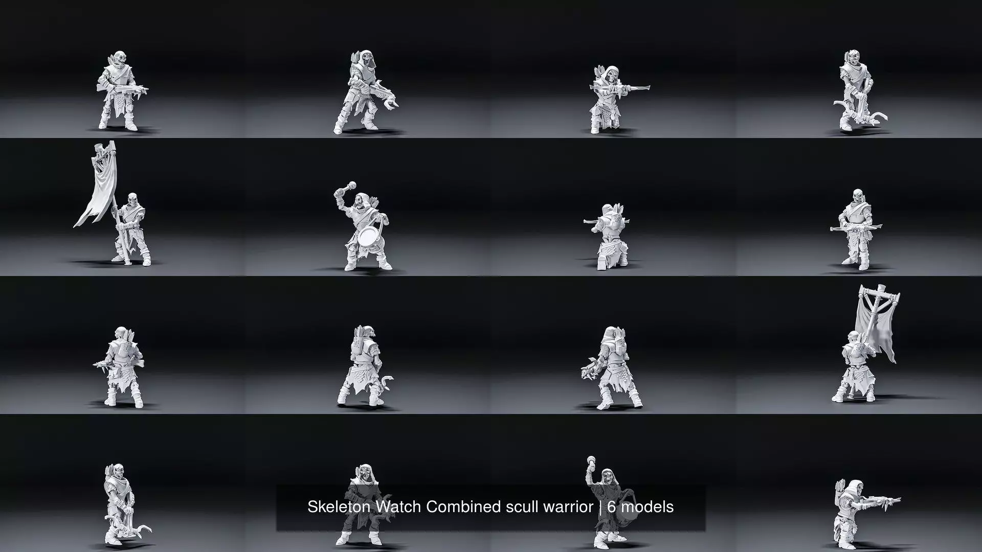 Skeleton Watch Combined scull warrior 3D Model Collection_1