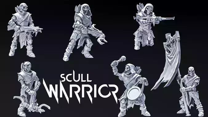 Skeleton Watch Combined scull warrior 3D Model Collection