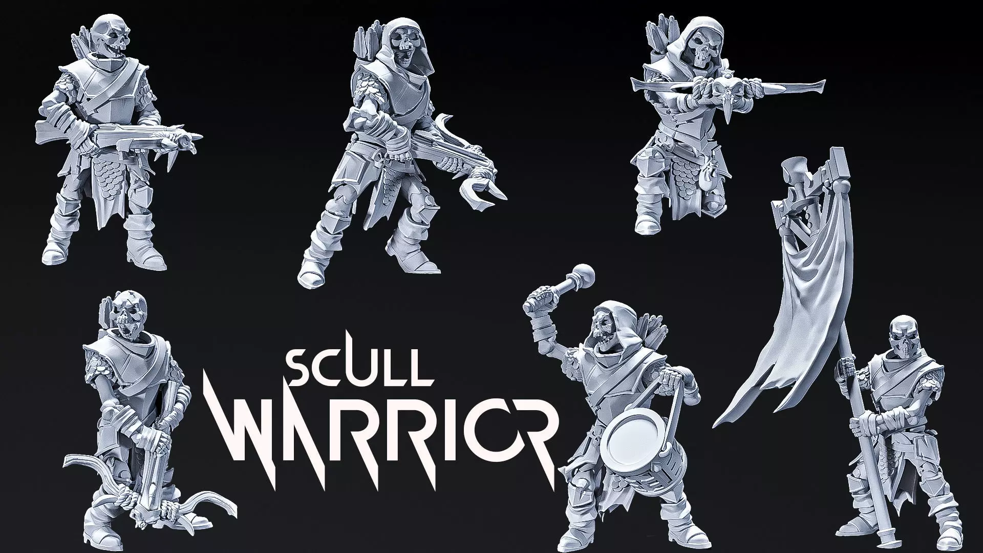 Skeleton Watch Combined scull warrior 3D Model Collection_0