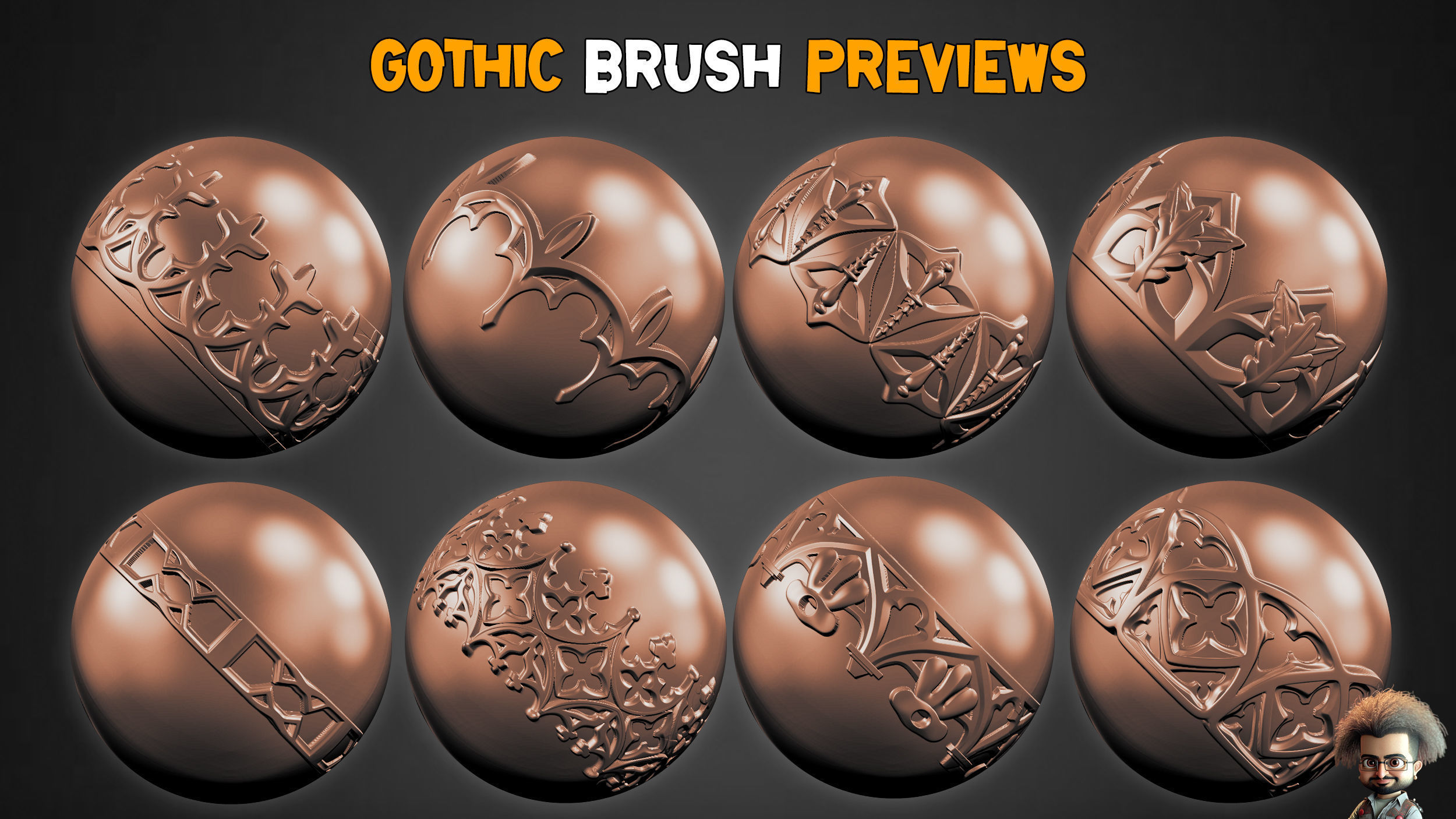 50 Gothic Trim Brushes and 3D Models Vol 23 3D model_6
