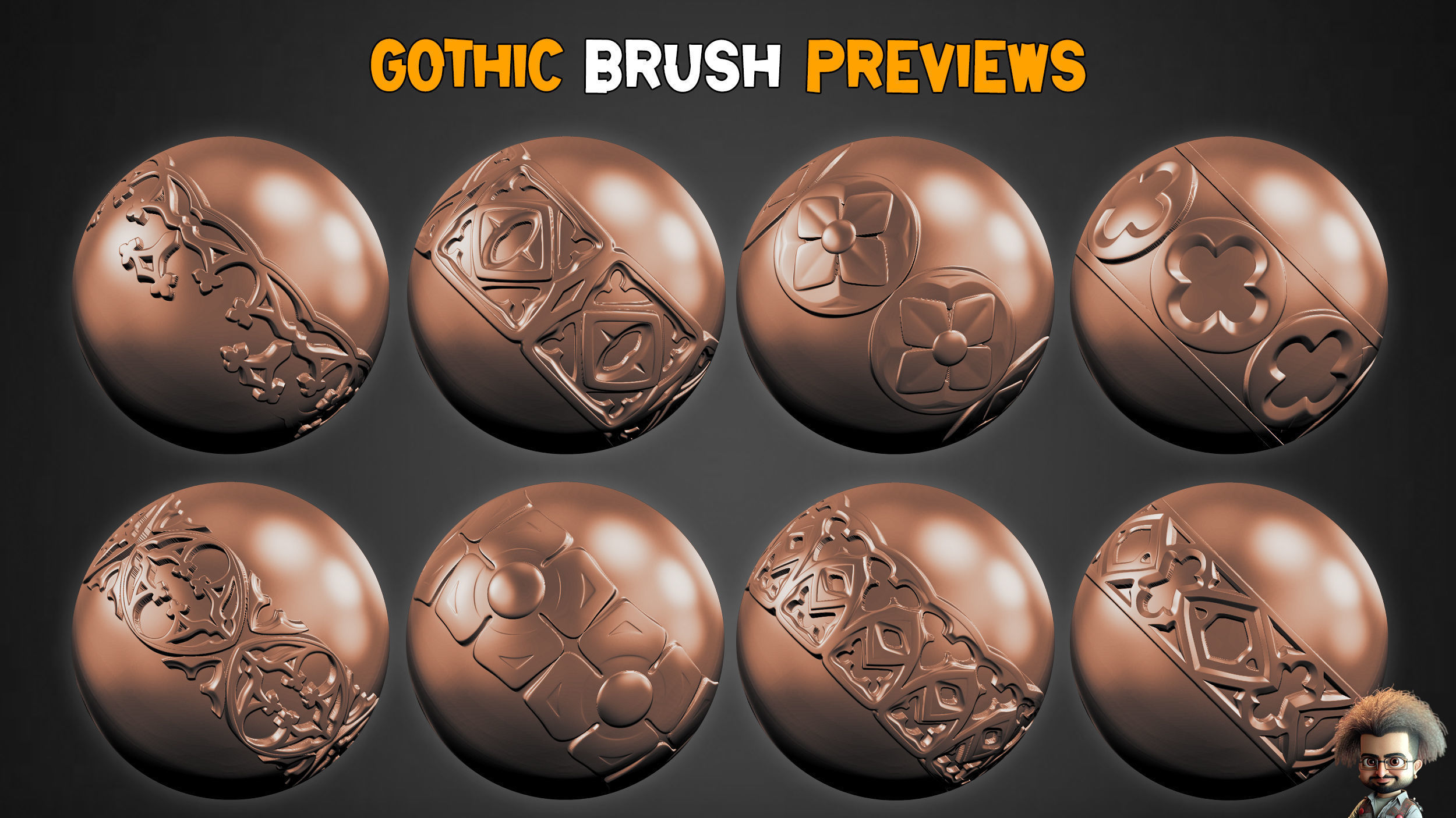 50 Gothic Trim Brushes and 3D Models Vol 23 3D model_7