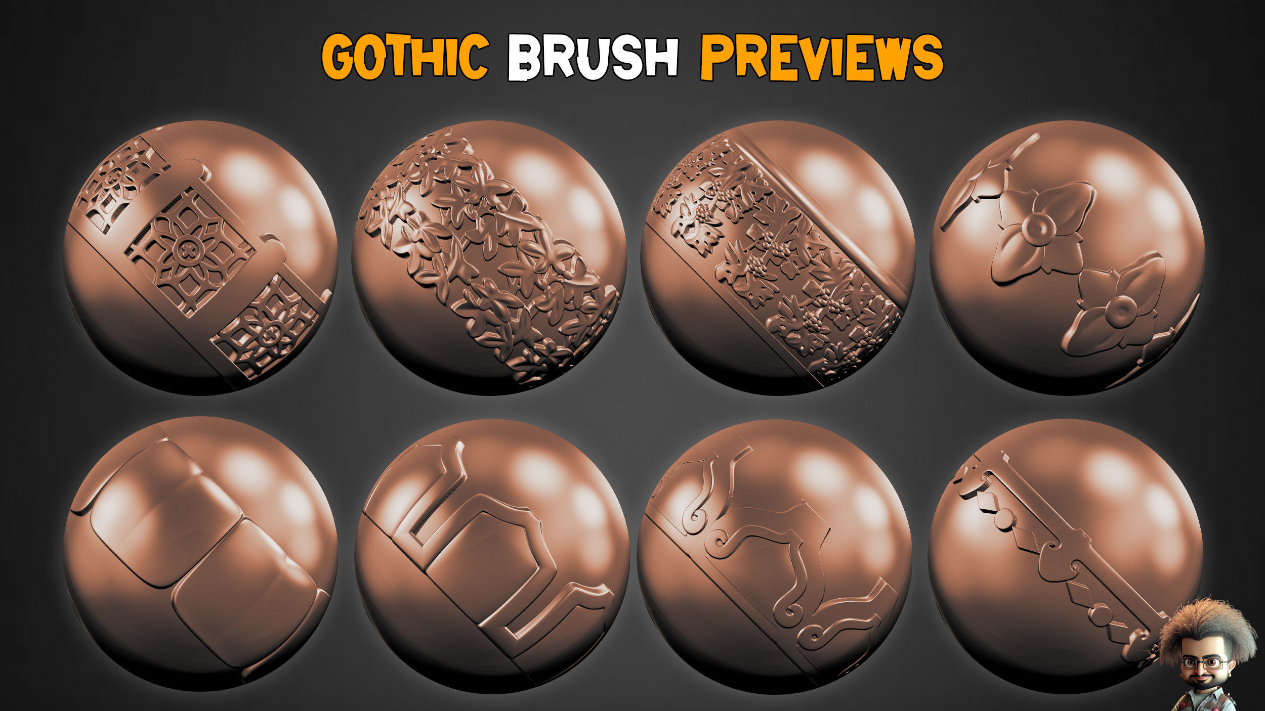 50 Gothic Trim Brushes and 3D Models Vol 23 3D model_3
