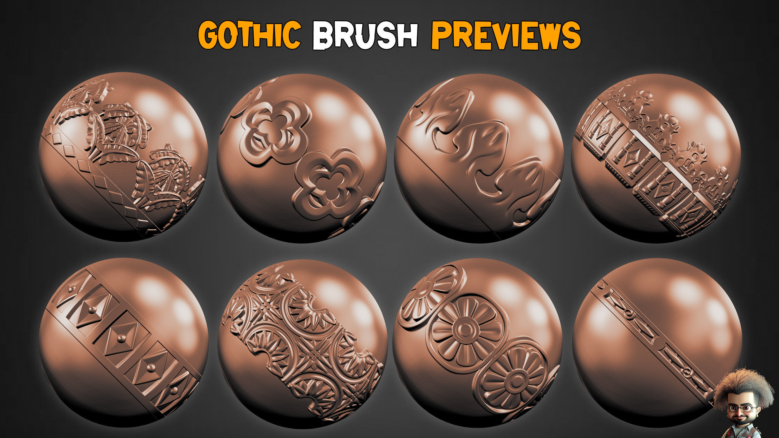 50 Gothic Trim Brushes and 3D Models Vol 23 3D model_4
