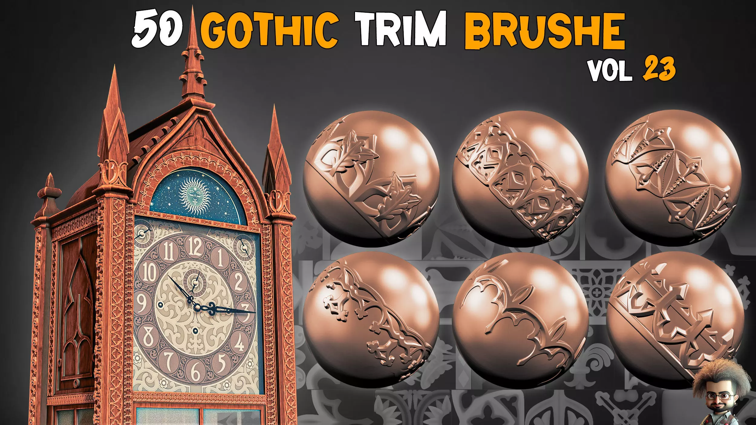 50 Gothic Trim Brushes and 3D Models Vol 23 3D model_0