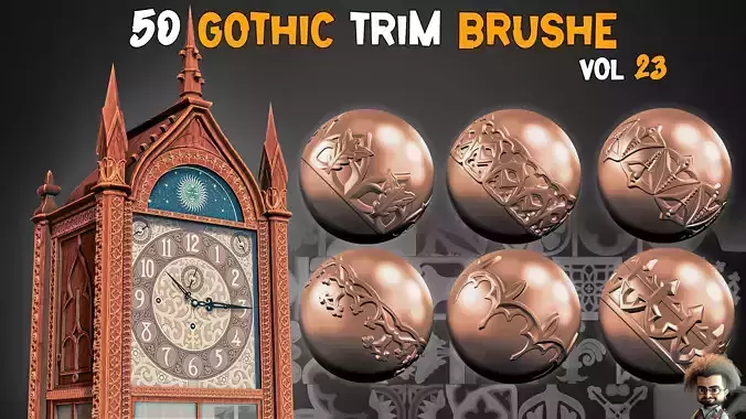 50 Gothic Trim Brushes  and  3D Models   Vol 23  