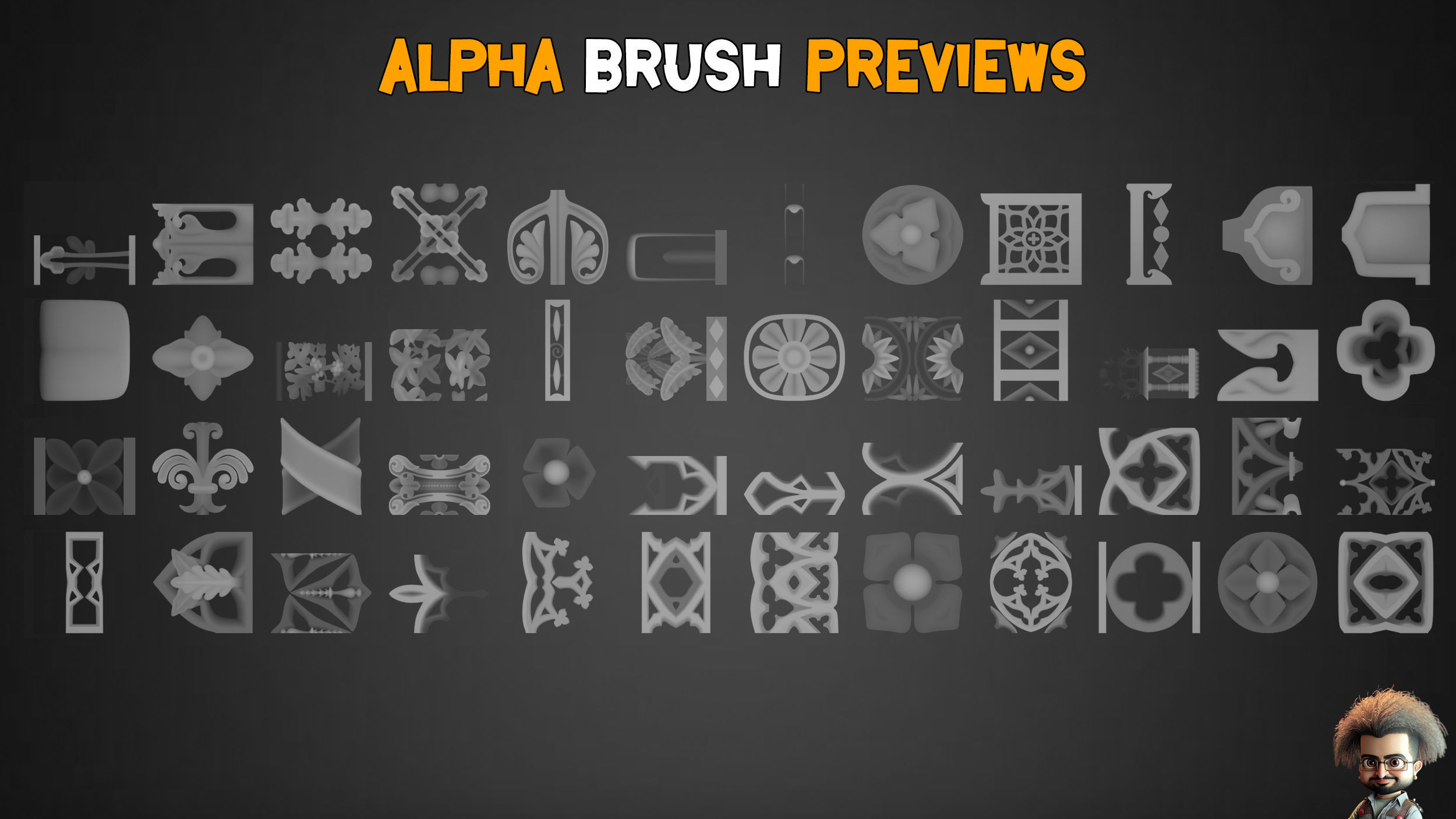 50 Gothic Trim Brushes and 3D Models Vol 23 3D model_9