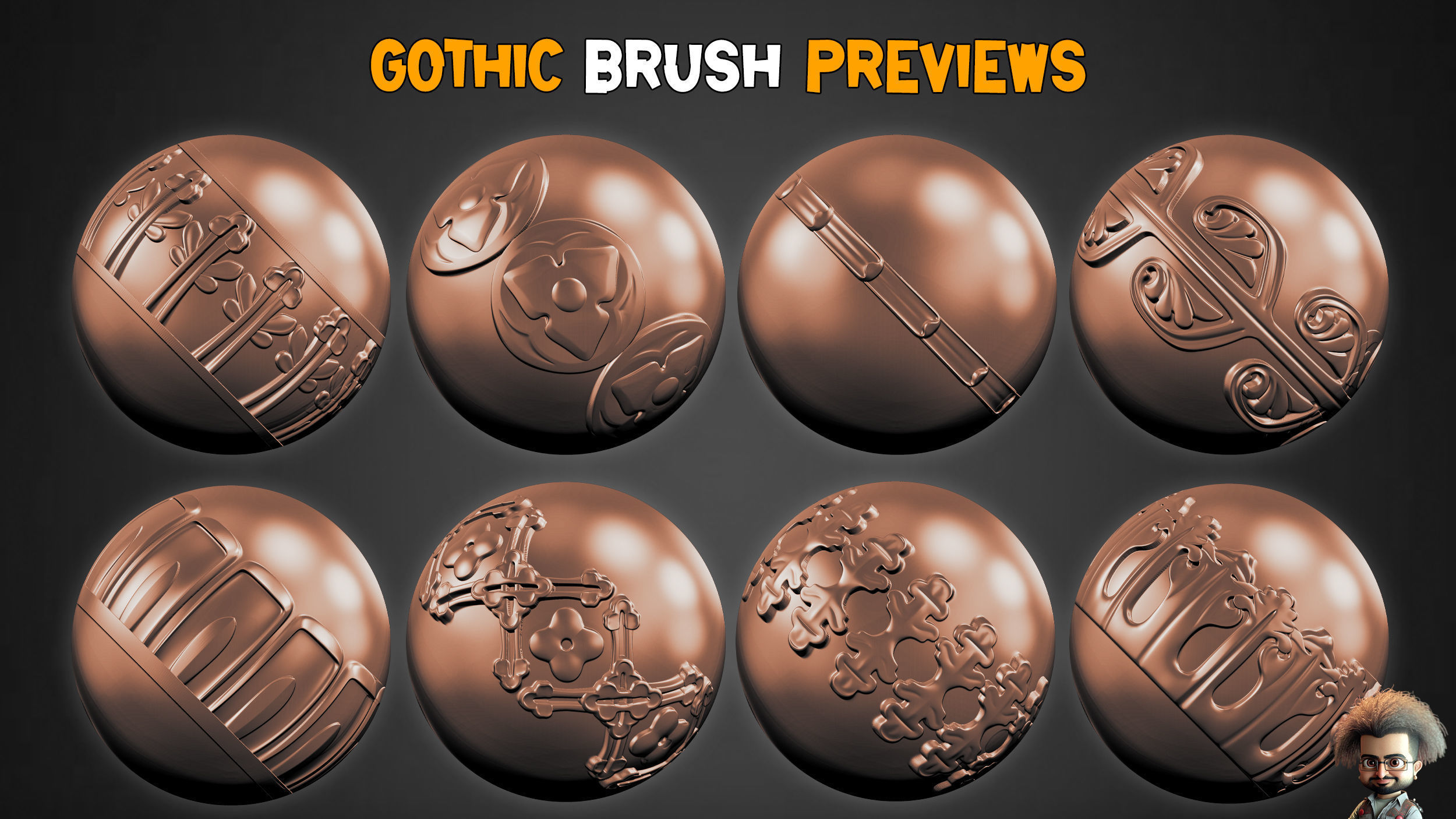 50 Gothic Trim Brushes and 3D Models Vol 23 3D model_2