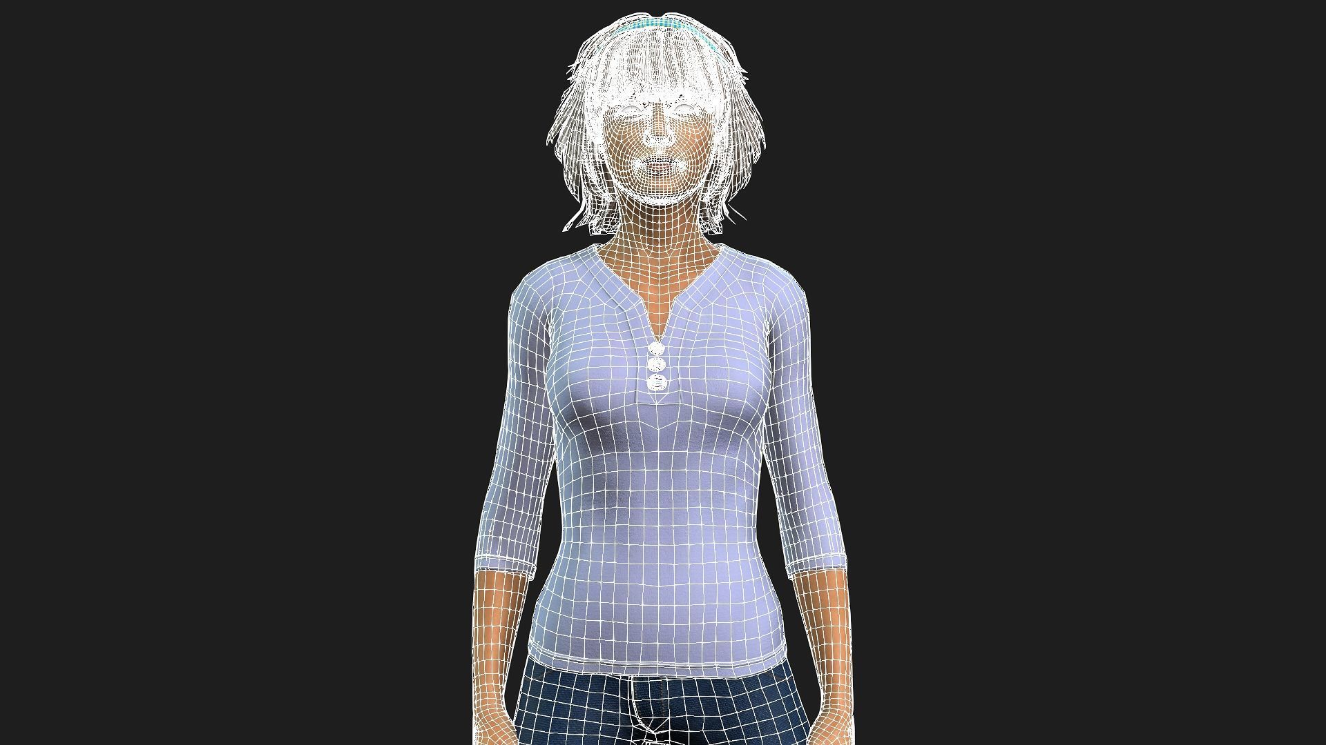 3D female character rigged textured and animation ready 3D model_26