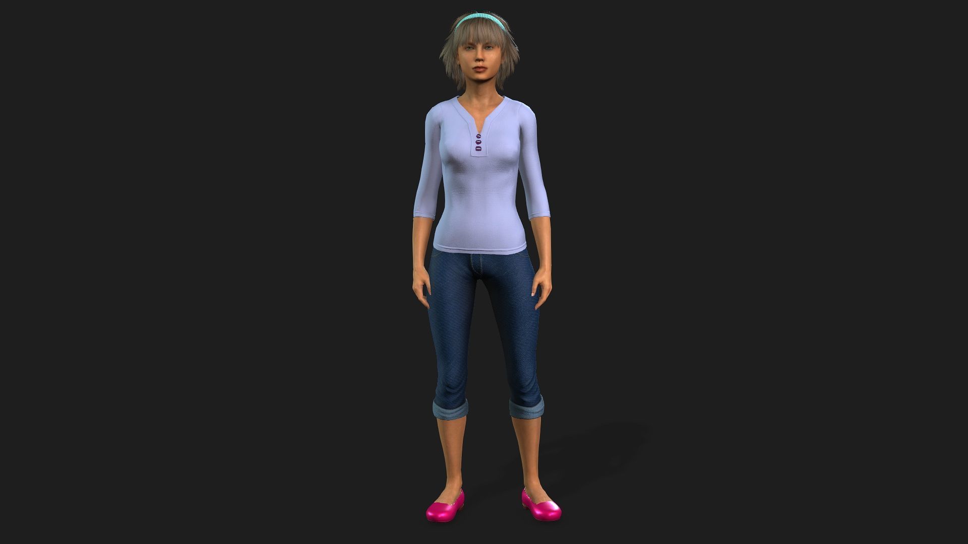 3D female character rigged textured and animation ready 3D model_1