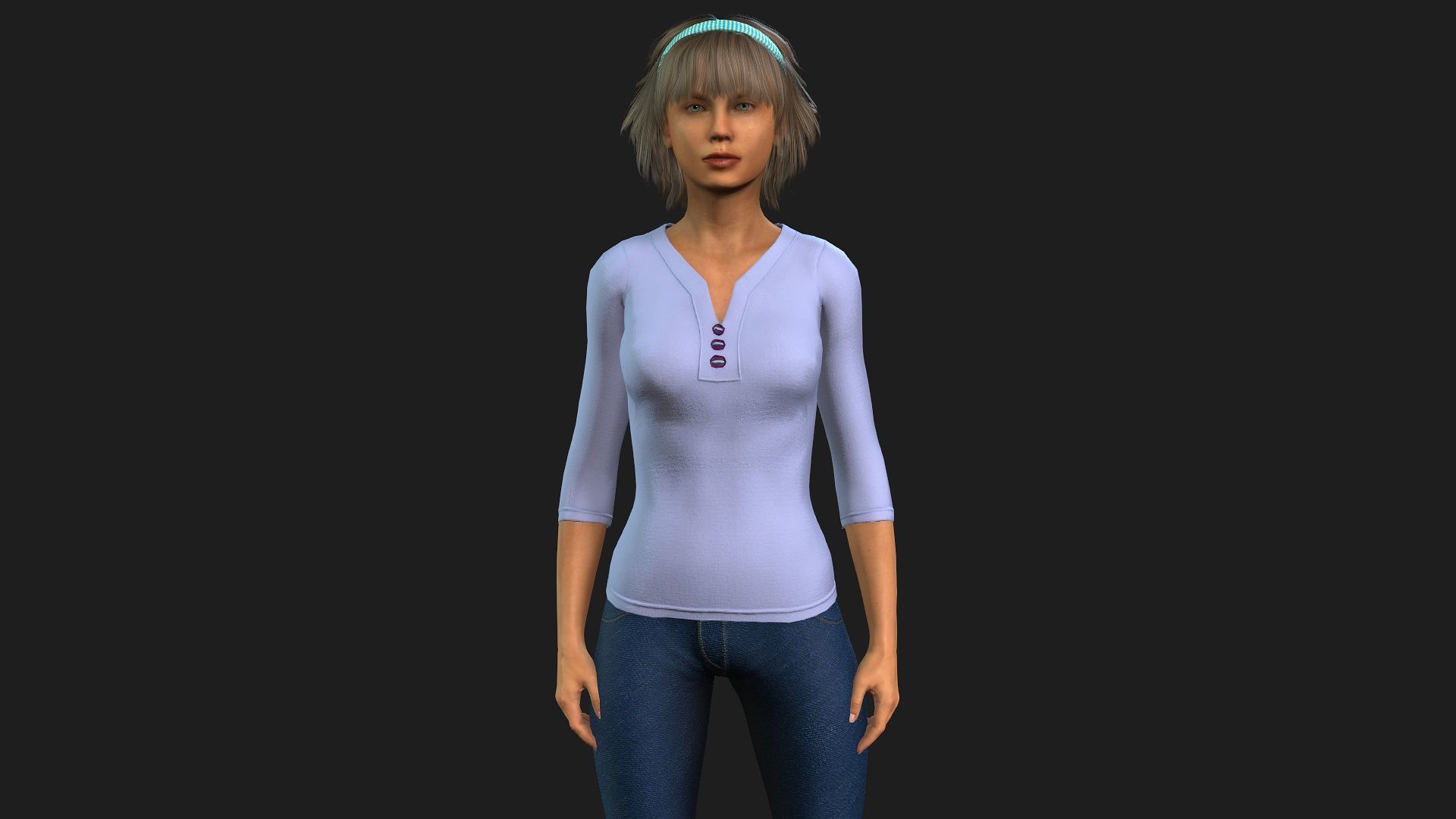 3D female character rigged textured and animation ready 3D model_2