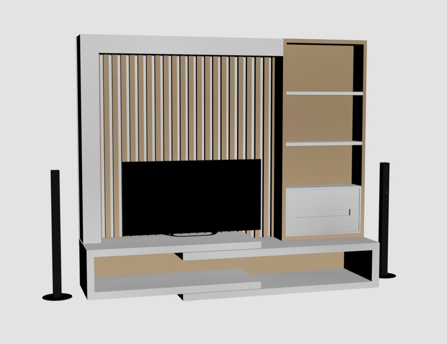 Tv Unit Low-poly 3D model_3