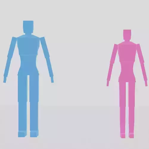 Low-poly women and men with detailed rig