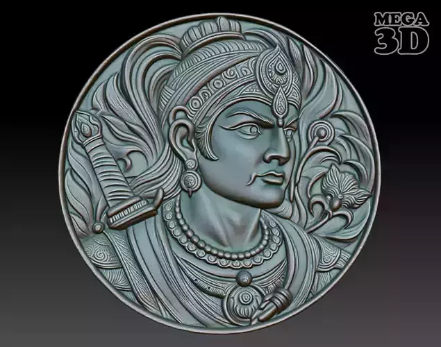 Indian Warrior basrelief 09 240901 3D print model