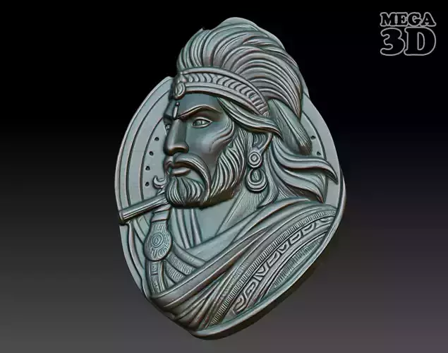 Indian Warrior basrelief 08 240901 3D print model