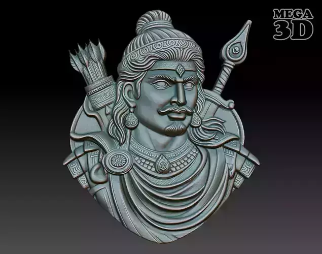 Indian Warrior basrelief 06 240901 3D print model