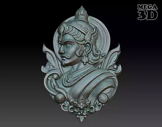 Indian Warrior basrelief 05 240901 3D print model