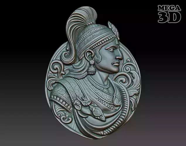 Indian Warrior basrelief 04 240901 3D print model