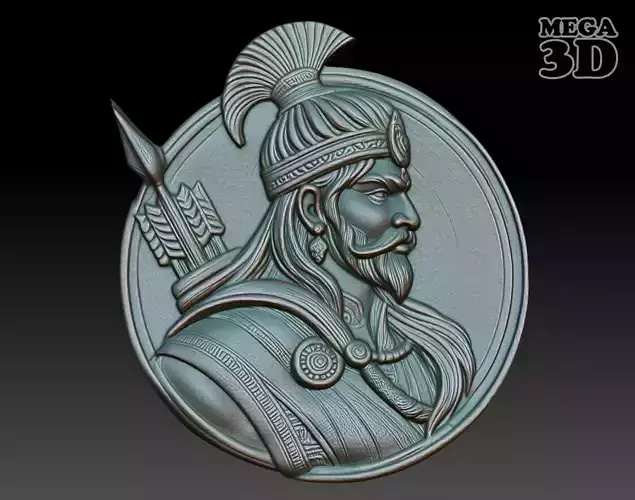 Indian Warrior basrelief 03 240901 3D print model