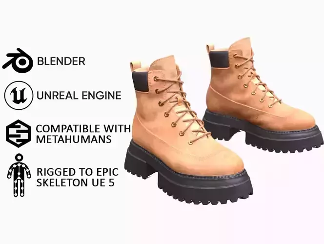 Boots 71 - All MH Bodies and UE5 Skeletons - Rigged Low-poly 3D model