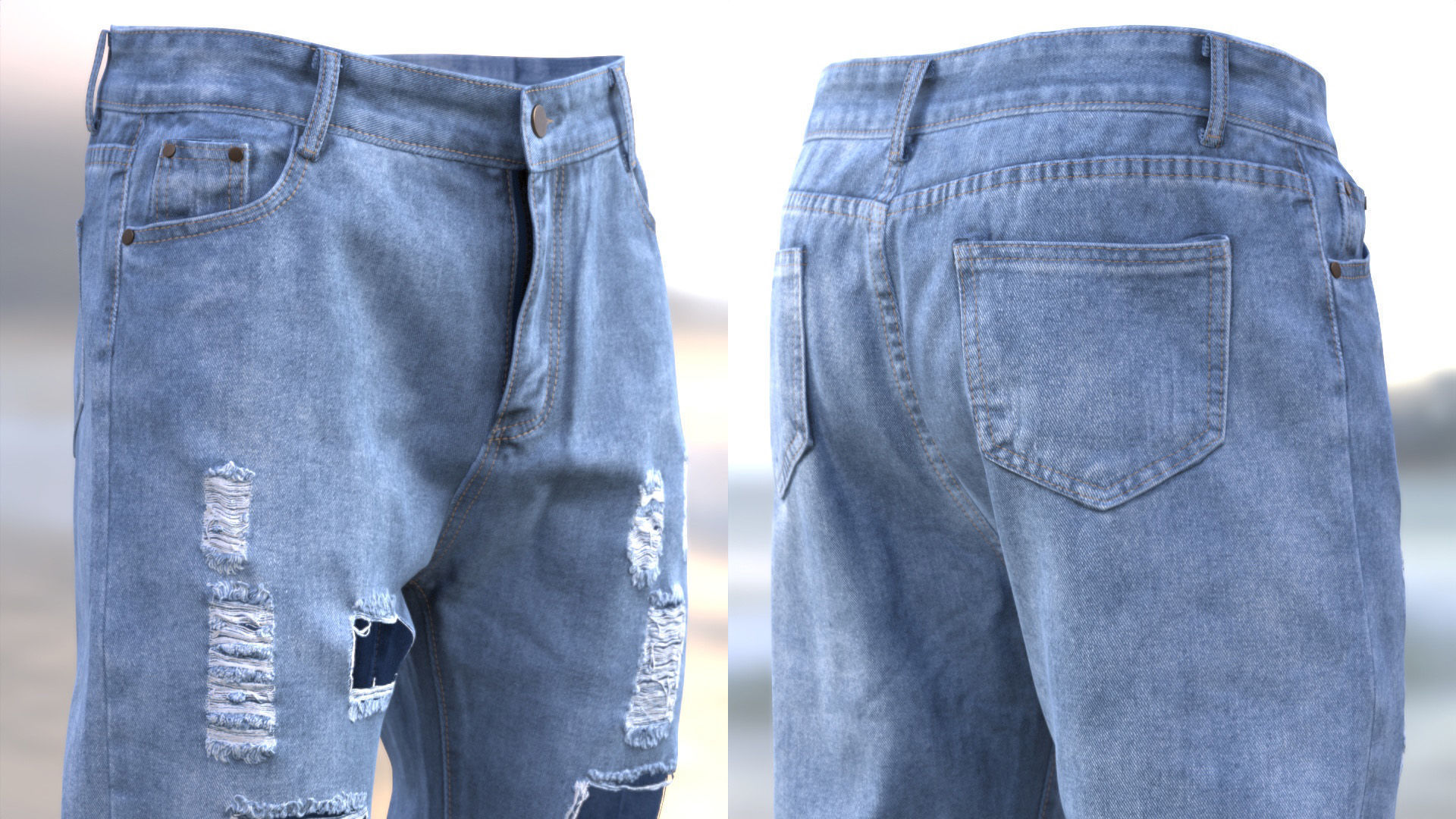 Jeans 70 - All MH Bodies and UE5 Skeletons - Rigged Low-poly 3D model_10