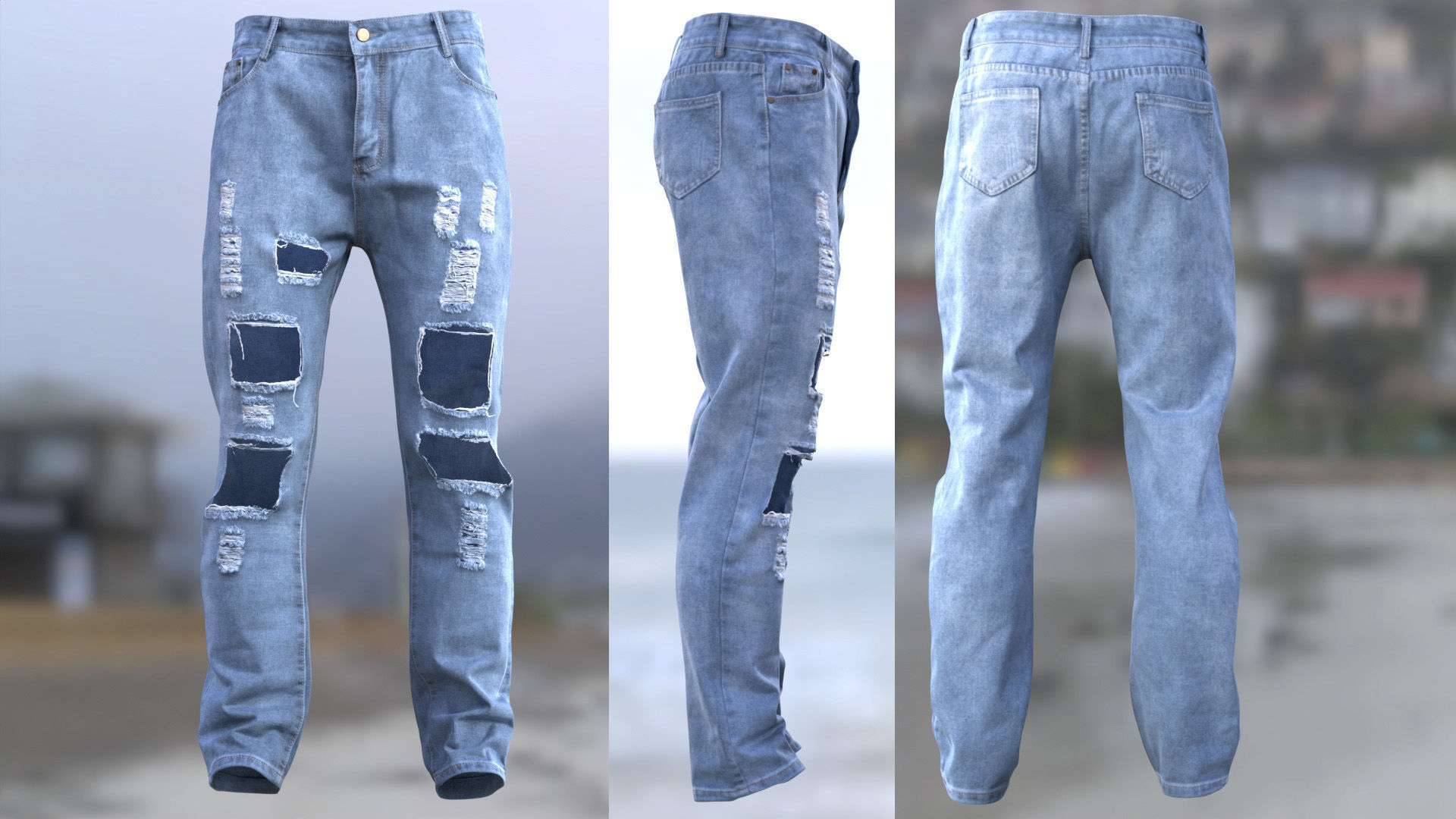 Jeans 70 - All MH Bodies and UE5 Skeletons - Rigged Low-poly 3D model_9