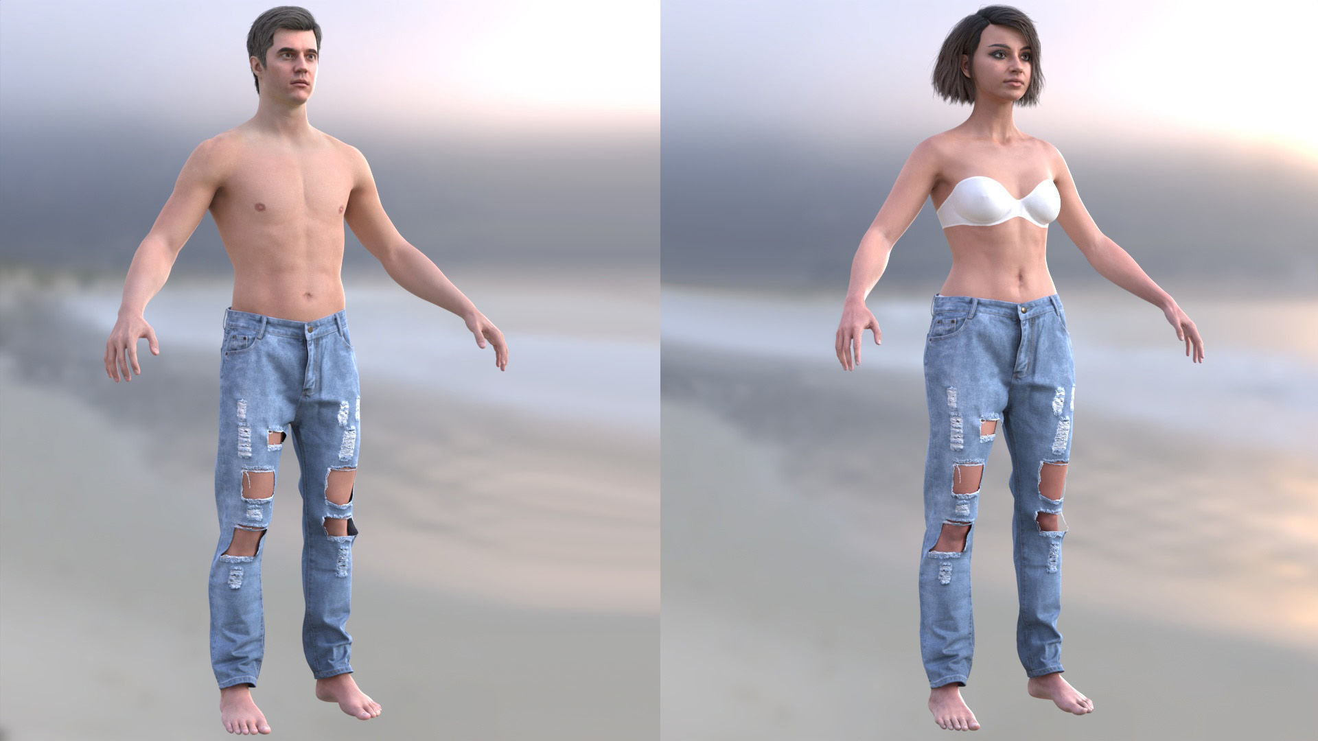 Jeans 70 - All MH Bodies and UE5 Skeletons - Rigged Low-poly 3D model_6