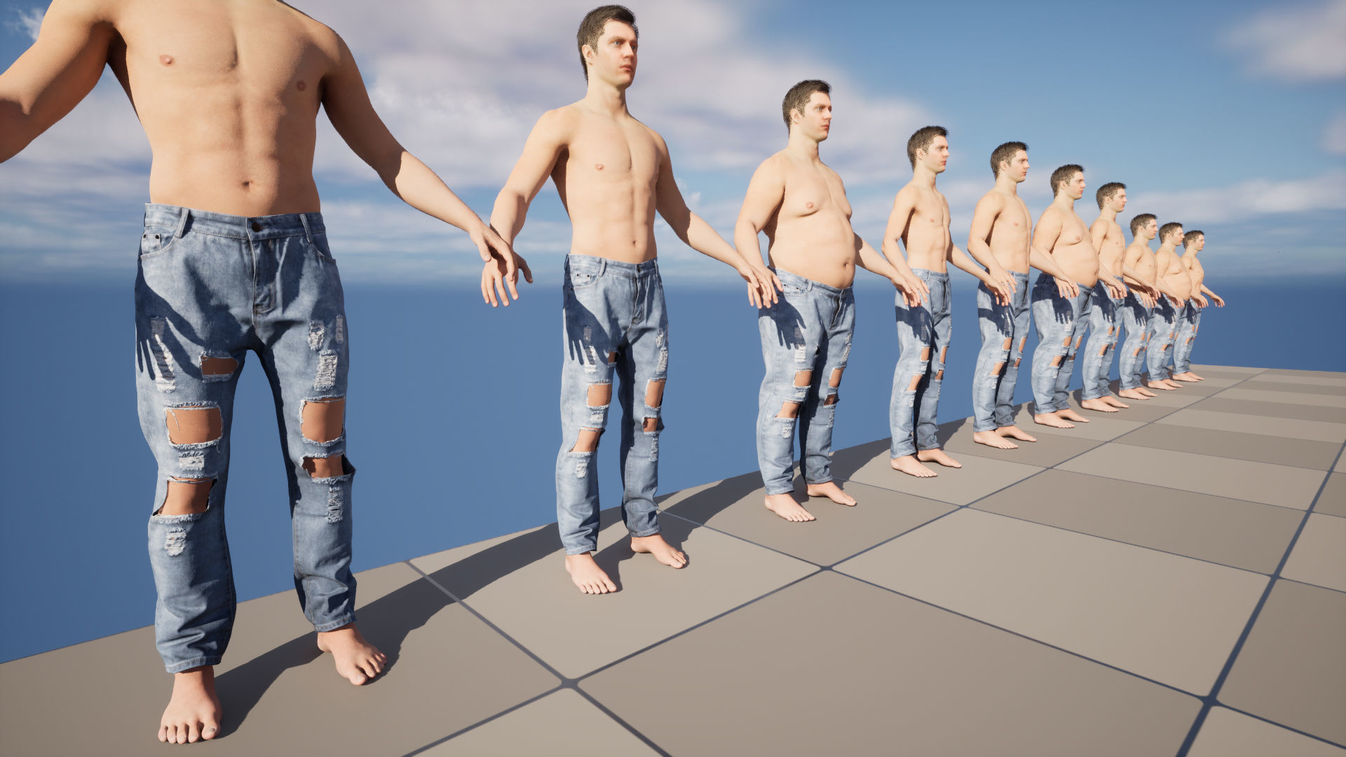 Jeans 70 - All MH Bodies and UE5 Skeletons - Rigged Low-poly 3D model_17