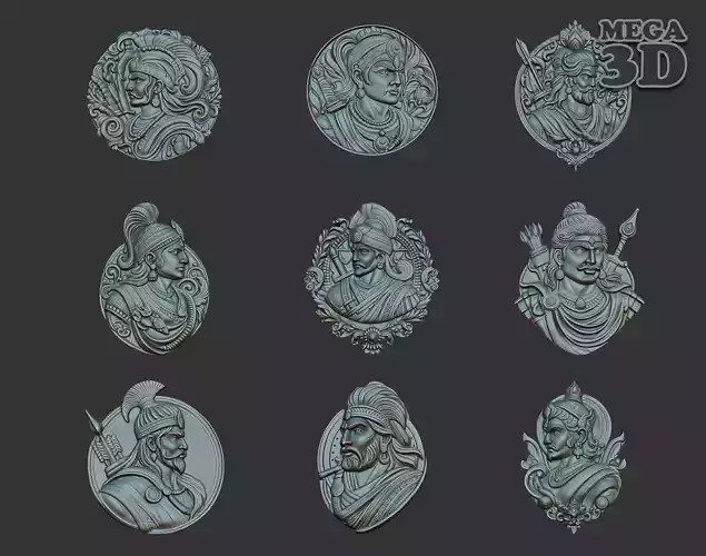 Indian Warrior basrelief Pack 240901 3D Model Collection