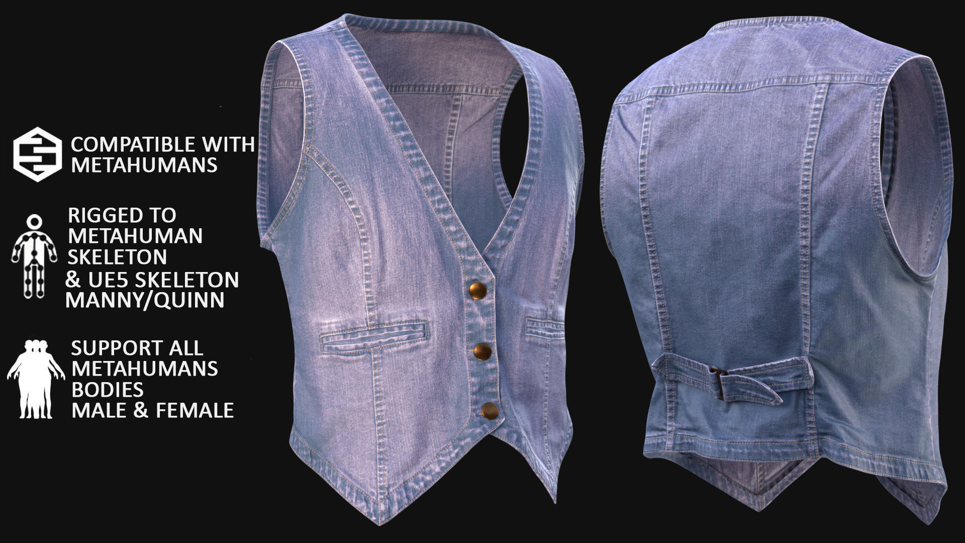 Vest 69 - All MH Bodies and UE5 Skeletons - Rigged Low-poly 3D model_3