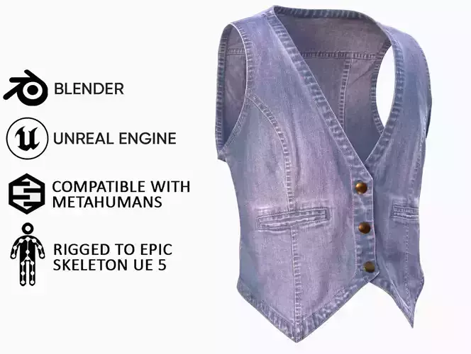 Vest 69 - All MH Bodies and UE5 Skeletons - Rigged Low-poly 3D model