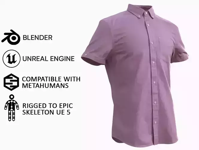 Shirt 65 - All MH Bodies and UE5 Skeletons - Rigged Low-poly 3D model