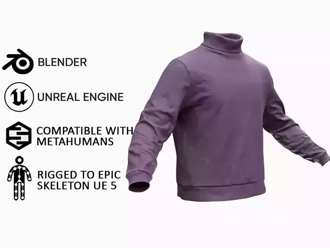 Sweater 64 - All MH Bodies and UE5 Skeletons - Rigged Low-poly 3D model