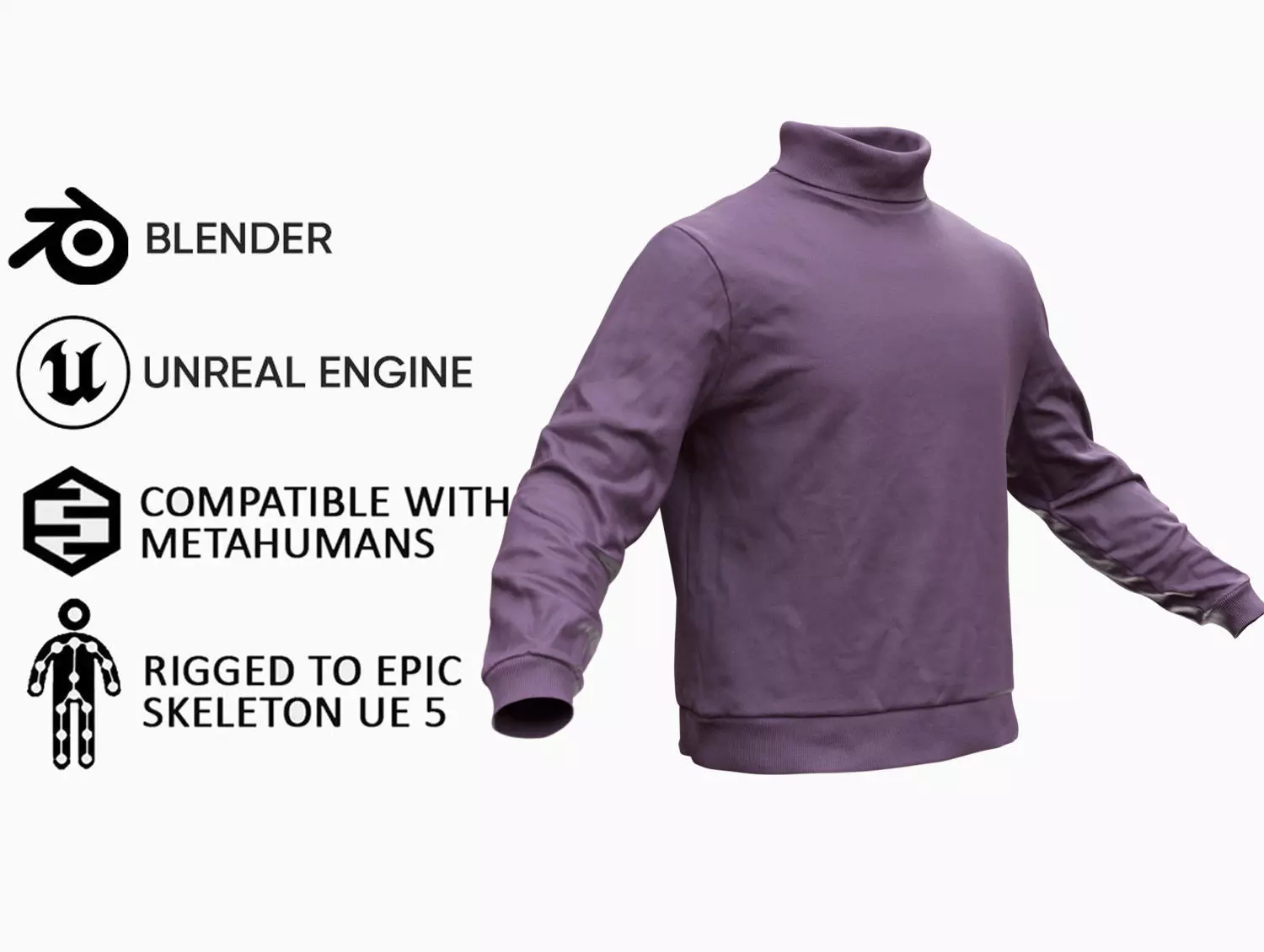 Sweater 64 - All MH Bodies and UE5 Skeletons - Rigged Low-poly 3D model_0