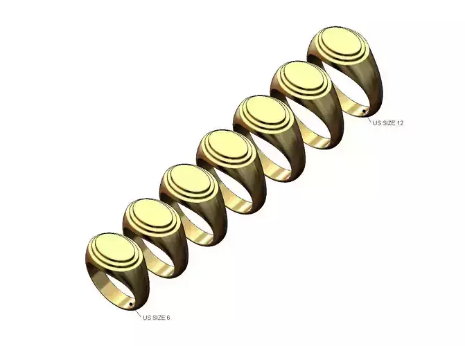 Landscape stepped oval 16x12mm signet ring US sizes 6to12