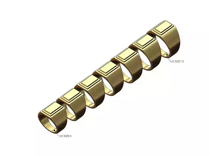 Stepped 16x10mm rectangular signet ring miniset US sizes 6to11