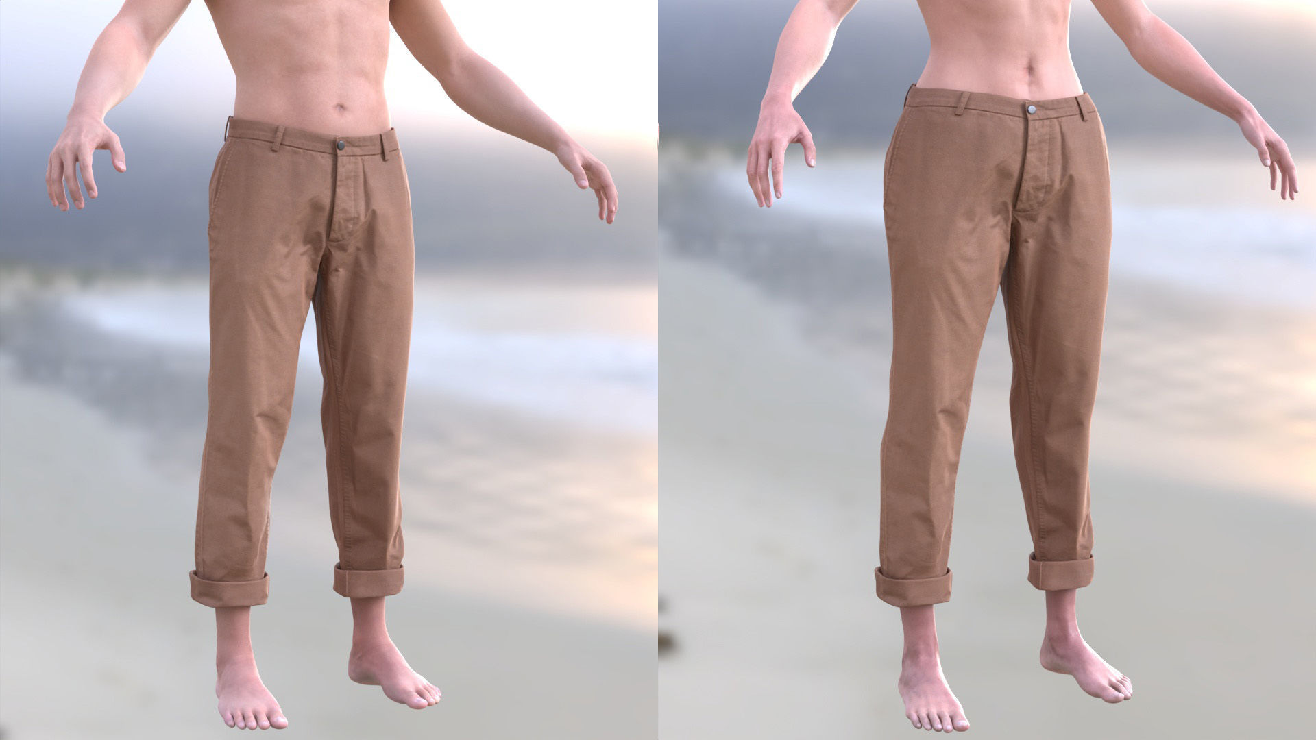Trousers 72 - All MH Bodies and UE5 Skeletons - Rigged Low-poly 3D model_6