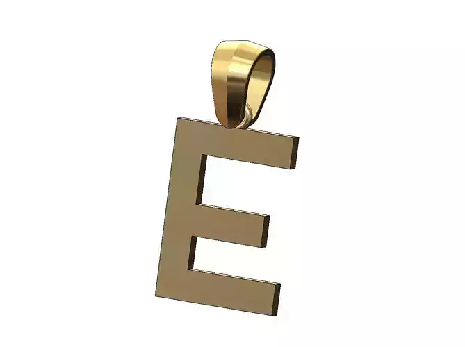 Simple E initial letter dashing font pendant charm with bail