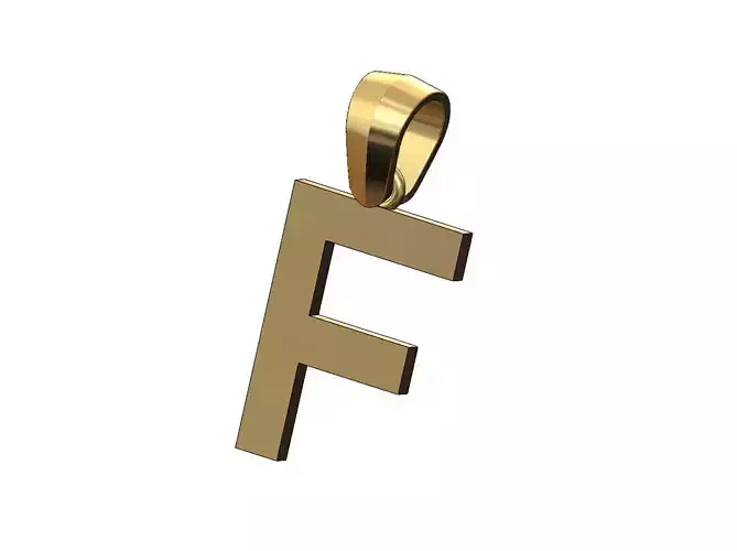 Simple F initial letter dashing font pendant charm with bail