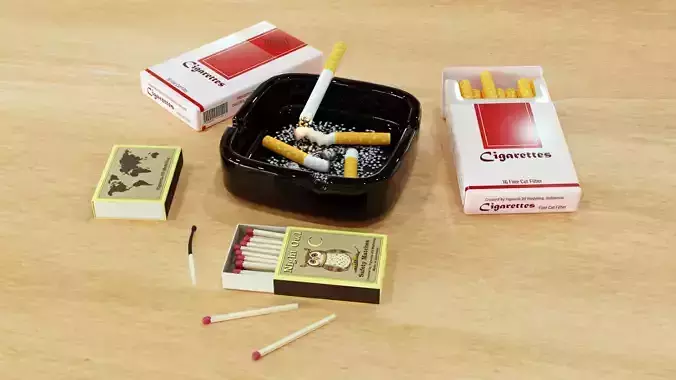 Cigarette Ashtray Match 001