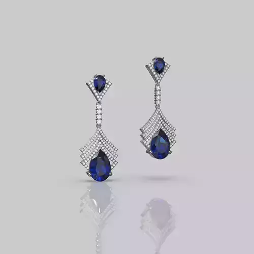 Majestic Earrings with Pear diamonds and Round diamonds