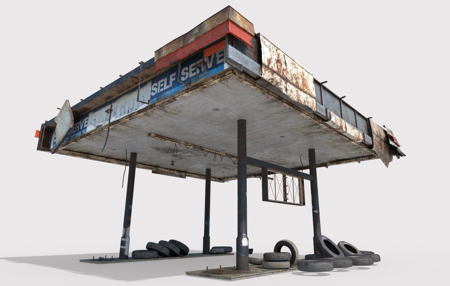 Abandoned Petrol Station 3D model_2