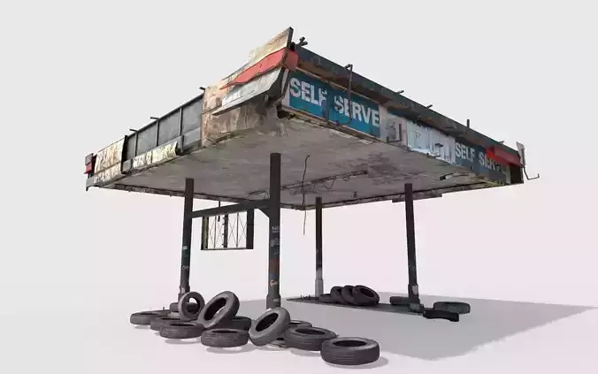 Abandoned Petrol Station 3D model