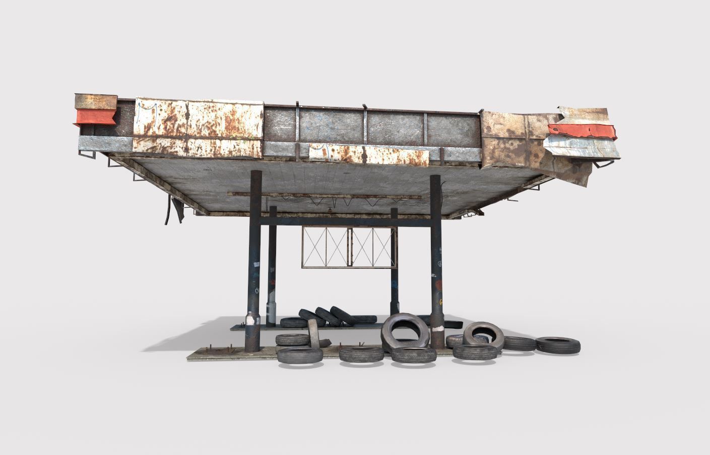 Abandoned Petrol Station 3D model_3