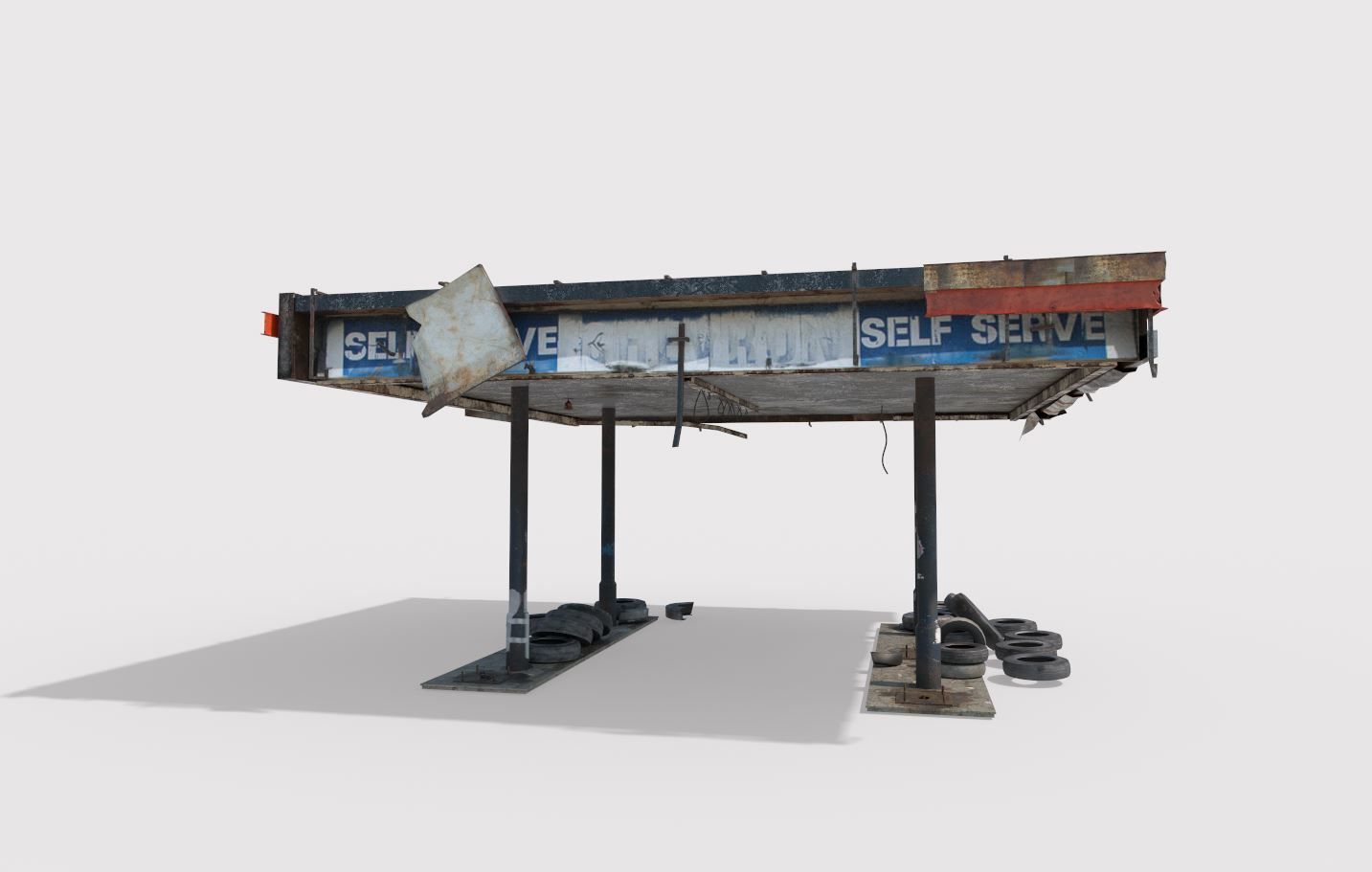 Abandoned Petrol Station 3D model_4
