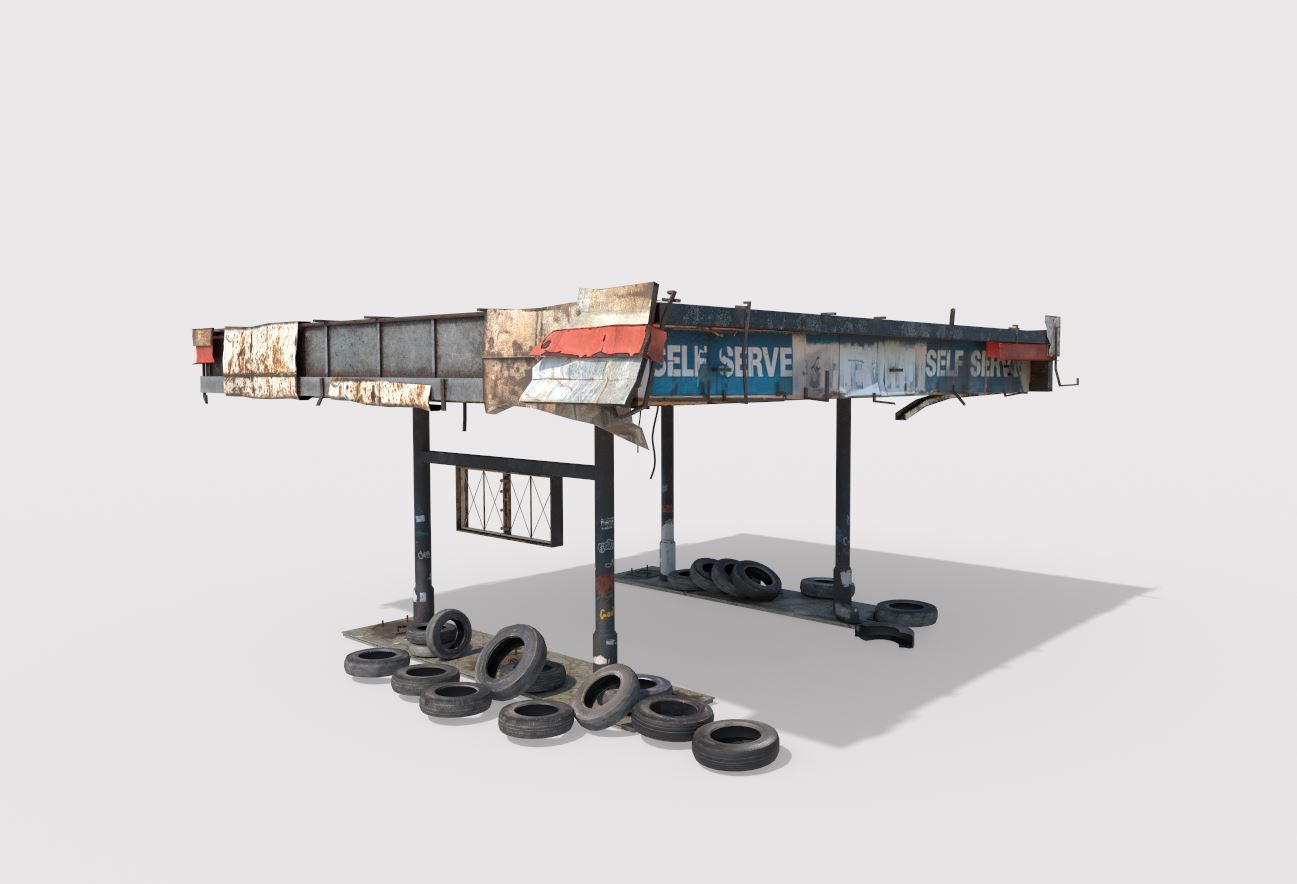 Abandoned Petrol Station 3D model_7